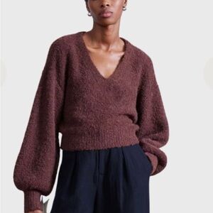 Apiece Apart Rich Brown V-Neck Sweater